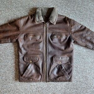 Vintage leather jacket with faux shearling